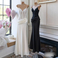 Robes de soirée sexy pour femmes, style princesse, taille naturelle, coupe ajustée, sans bretelles, en mousseline, décontractées, lavables, en tissu teint uni, directement de l'usine