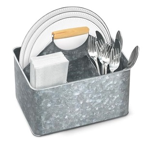 Porta cubiertos de metal galvanizado con asa, organizador de cubiertos para encimera de cocina, para uso doméstico. - Product Image 6