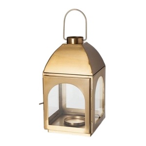 Vente en gros de lanternes à bougies en métal écologiques portables avec finition dorée, lanternes à bougies pour l'extérieur et la maison, fabriquées à la main - Product Image 1