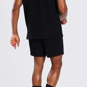 Ensemble deux pièces décontracté d'été pour hommes, sur mesure, respirant, tricoté uni, t-shirt et short, service OEM, couleur contrastée - Product Image 6