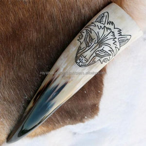 เขาดื่มรูปควายขัดมันมีสไตล์ดีไซน์ไวกิ้งสไตล์สัตว์สำหรับงานแต่งงานและงานปาร์ตี้งานฝีมือตามธรรมชาติ - Product Image 3