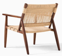 Fauteuil en bois moderne, structure en bois massif, assise tressée, design mid-century, chaise de salon, meubles faits à la main, bureau à domicile, chambre à coucher