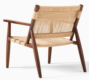 Fauteuil en bois moderne, structure en bois massif, assise tressée, design mid-century, chaise de salon, meubles faits à la main - Product Image 5
