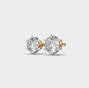 Boucles d'oreilles solitaires en or rose/jaune/blanc 9 carats avec diamant rond brillant cultivé en laboratoire certifié IGI, serti 6 griffes - Product Image 5