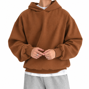 Sudadera con Capucha Extra Grande para Hombre, Color Marrón, Estilo Casual, Corte Regular, Tejido de Punto, para Otoño - Product Image 1