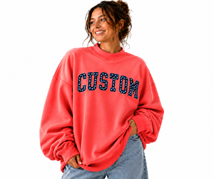 Sweat-shirt à col montant pour femme, coupe ample, tissu respirant, longueur standard, personnalisable avec des pois et des lettres, service OEM - Product Image 1