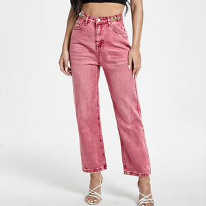 Jean décontracté taille haute pour femme, coupe large, délavage clair, longueur cheville - Product Image 5