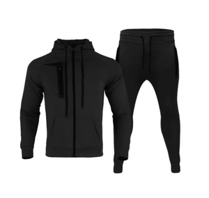 Survêtement Homme Personnalisé en Gros, Veste à Capuche Zippée et Pantalon de Jogging Fuselé avec Logo Brodé Personnalisé, Tenue Décontractée d'Entraînement - Product Image 2