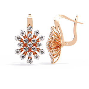 Starburst <b>Diamond</b> Leverback <b>Earrings</b> – 1.75ctw Sunburst Floral CVD Lab <b>Diamond</b> 10K 14K 18K Solid Gold Drop Studs - Product Image 4