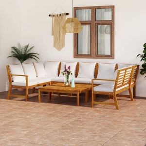 Grande étagère en bois d'acacia massif couleur crème, 100% polyester, pour ensembles de jardin - Product Image 1