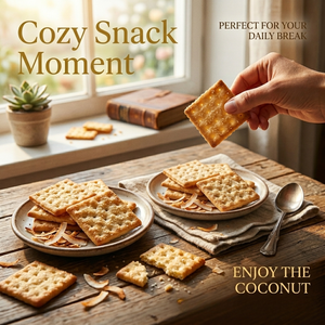 Wholesale Best price Coconut Crackers 220g Square Crispy Biscuits Low-Salt Snack Bag <b>Pack</b> ODM OEM Offer Free Samples - Product Image 1