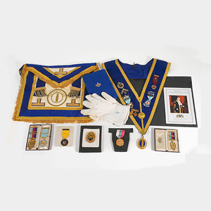 Collier d'officier maçonnique en velours bleu roi, brodé, avec porte-jouvel et attache auto-agrippante, pour toutes les saisons et les loges - Product Image 2