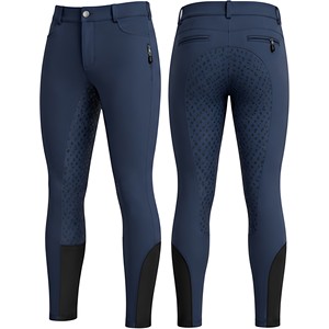 Pantalon d'équitation professionnel à grip intégral, taille haute, fermeture éclair, en coton, coupe ajustée, poches latérales, protection dorsale pour - Product Image 5