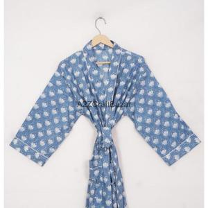 Bata Kimono de Algodón 100% Transpirable para Mujer, Estampado Floral Sexy, Ropa de Noche para Primavera, Verano e Invierno, Túnica de Playa, Ropa de Dormir - Product Image 2
