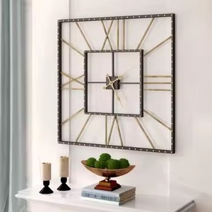 Modern Square Metal Wall <b>Clock</b> Abstract Geometric Design Quartz Analog Oversized Living Room Hanging <b>Clock</b> - Product Image 1