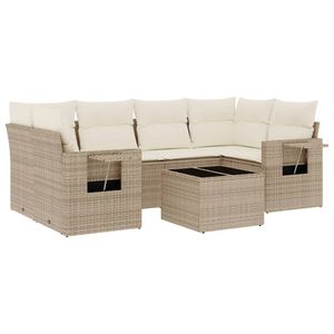 Ensemble de canapés de jardin en rotin PE beige avec structure en acier thermolaqué et verre trempé - Product Image 2