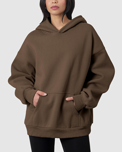 Sweat-shirt à capuche pour femme en coton 100% de luxe, style streetwear, coupe oversize, avec logo brodé sur le devant, anti-plis et respirant - Product Image 1