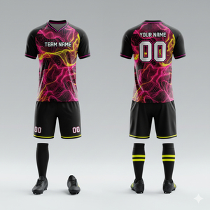 Conjunto de Camiseta de Fútbol Sublimada Personalizada, Cuello en V, Manga Corta, Nombre del Equipo Impreso, Uniforme Transpirable de Poliéster para Todas las Temporadas - Product Image 3