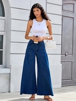 Jean évasé taille haute extensible pour femme, style vintage, coupe large, denim rétro années 70