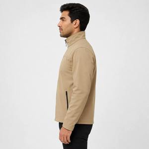 Veste polaire unie pour homme, zippée, col montant, imperméable et respirante, pour l'automne, tenue de travail extérieure décontractée, avec logo - Product Image 3