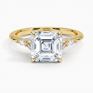 Trendy <b>Plain</b> Band Asscher Shape Moissanite Diamonds Round Pear Accent Party Wear <b>Ring</b> - Product Image 3