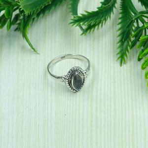 แหวนเงินแท้ 925 ประดับลาบราดอไรต์สีน้ำเงินธรรมชาติทรงมาร์คีส์ งานแฮนด์เมด สไตล์โบโฮ วินเทจ แหวนพลอยสำหรับผู้หญิง - Product Image 6