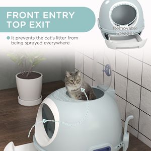 Blue XL Cat Litter <b>Box</b> with <b>Large</b> Capacity 20L Rectangular Enclosed Drawer Covered with Scoop Skylight Made of Durable Plastic - Product Image 5