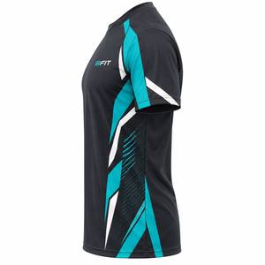 Camiseta Deportiva Bfit para Hombre, de Manga Corta, Secado Rápido, con Bloques de Color Azul y Amarillo, Cuello Redondo, Tejido de Poliéster, Corte Regular - Product Image 3