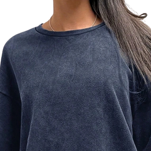 Camiseta Oversize de Mujer Estilo Vintage Lavado, Ajuste Holgado, Manga Corta, Cuello Redondo, Estilo Urbano, Lisa, Top de Moda 100% Algodón para Verano - Product Image 6