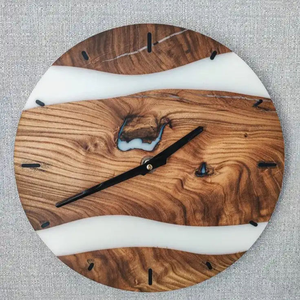 Horloge murale moderne en bois et résine époxy bleue de haute qualité, affichage à aiguilles à quartz, idéale pour le salon, la maison et les fêtes, à un prix avantageux - Product Image 6