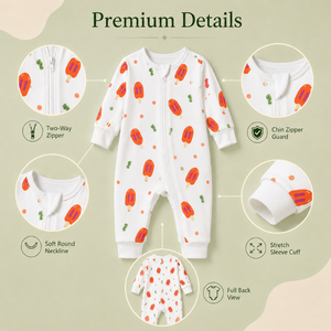 Mameluco de Manga Larga para Bebé Unisex, 100% Algodón Estampado |   Cremallera bidireccional con estampado de paletas, suave y transpirable, para todas las estaciones, para recién nacidos e infantes - Product Image 3