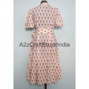 ชุดเดรสคังกูร่าดีไซน์ใหม่สวยงามสำหรับผู้หญิง แขนสั้น คอวี ผ้าฝ้าย 100% พิมพ์ลายดอกไม้ ระบายอากาศได้ดี สวมใส่สบาย เหมาะสำหรับใส่ทำงาน - Product Image 4