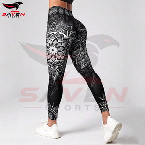 Leggings de yoga taille haute longueur intégrale imprimé mandala 2026 avec taille élastique et matière extensible quadridirectionnelle en Spandex et Polyester - Product Image 4