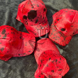 Gorra de Cuero Genuino con Pelo de Vaca, Color Rojo Teñido, Nueva Colección 2026, para Hombre y Mujer - Product Image 1