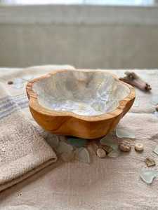 Wholesale Natural Wood Serving <b>Bowl</b> with Pearl <b>Enamel</b> Interior Handmade Premium Food Dish Decorative Tableware for Home Kitchen - Product Image 6
