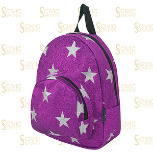 Purple Glitter <b>Star</b> Pattern Backpack Softback Zipper Closure Polyester Material Unisex Fashion Daily Use - Product Image 2