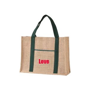 Sac de courses en jute vert en gros, écologique, réutilisable, sac fourre-tout naturel pour l'emballage en supermarché - Product Image 6