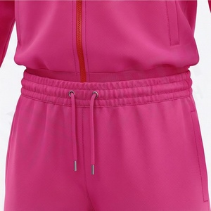 Survêtement unisexe color block à manches longues avec fermeture éclair et col montant, vêtement de sport décontracté pour adulte, en mélange polyester-coton, coupe classique, idéal pour le printemps. - Product Image 5