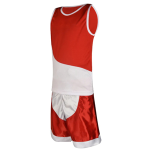 Ensemble de boxe rouge et blanc pour homme : débardeur et short en polyester respirant, sublimation, tenue de sport - Product Image 5