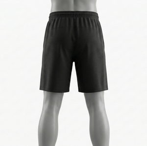 Shorts pour hommes noirs à taille élastique avec poches, coupe classique, toutes saisons, couleur unie, vêtements de sport - Product Image 4