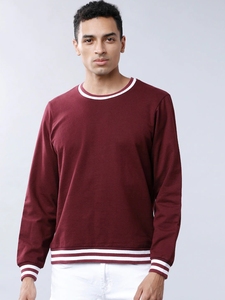 Sudadera de Cuello Redondo Color Granate para Hombre, Corte Regular, Estampada, Informal, Tejida, 100% Algodón, Resistente al Viento, para Otoño - Product Image 3
