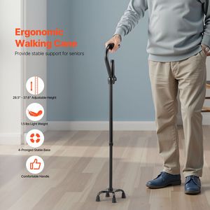 Bastone da Passeggio in Alluminio alla Moda, Regolabile in Altezza a 10 Livelli, Base Stabile a 4 Punte, Leggero e Portatile - Product Image 2