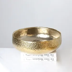Premium Sculptural <b>Metal</b> Fruit <b>Bowl</b> with Hand Beaten Surface and Rich Warm Bronze Inspired FinishElegant Housewarming Gift - Product Image 3