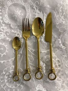 ชุดเครื่องใช้บนโต๊ะอาหารสุดหรูแบบโบราณชุดเครื่องใช้บนโต๊ะอาหารมีดทองเหลืองส้อมและมีดตัดแฟนซีอุปกรณ์จัดงาน - Product Image 5