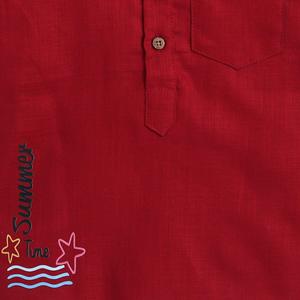 ลายจุดครึ่งแขนสั้น kurta ฤดูร้อนพิมพ์-สีแดง - Product Image 2