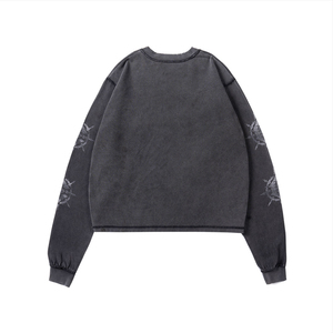 Sudadera Personalizada de Estilo Urbano con Cuello Redondo, Estampado Gráfico Extra Grande con Efecto de Goteo, Unisex, de Algodón Tejido, Manga Larga, Corte Regular - Product Image 3