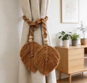 Boho Macrame Curtain <b>Tiebacks</b> | Handmade Cotton Rope Curtain Holdbacks | Tassel Window Decor - Product Image 2