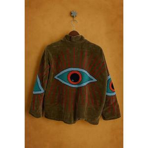 Premium Quality Eye Embroidery Suzani Velvet <b>Thick</b> Jacket Full Sleeve Stand Collar <b>Winter</b> Style Hand Embroidered Unisex <b>Coat</b> - Product Image 3