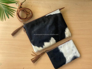 Sac à main en cuir de vache, combinaison, élégant, pour femmes, sacs à bandoulière avec même fourrure, pochette, nouvelle collection - Product Image 4