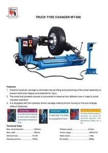 เครื่องเปลี่ยนยางรถบรรทุกหนัก Wonder WT958 พร้อมมอเตอร์ 1.8 กิโลวัตต์ และแรงดันใช้งาน 150 บาร์ - Product Image 3